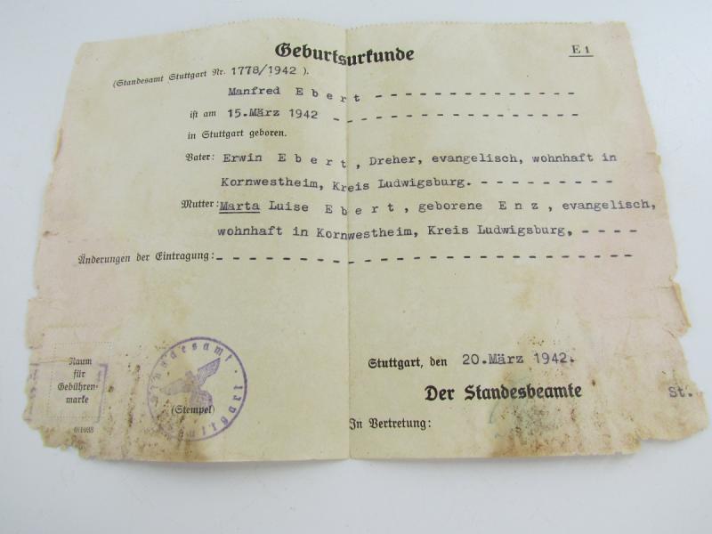 Birth certificate and vaccination card from one person