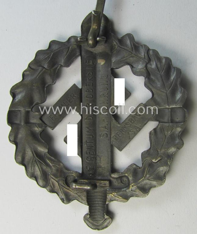 Attractive, early- (ie. pre-) war-period example of an: 'SA-Sportabzeichen in Bronze' being a detailed and/or neatly maker- (ie. 'Fechler - Bernsbach i. Sa.'-) marked example that is void of a bearers'-number