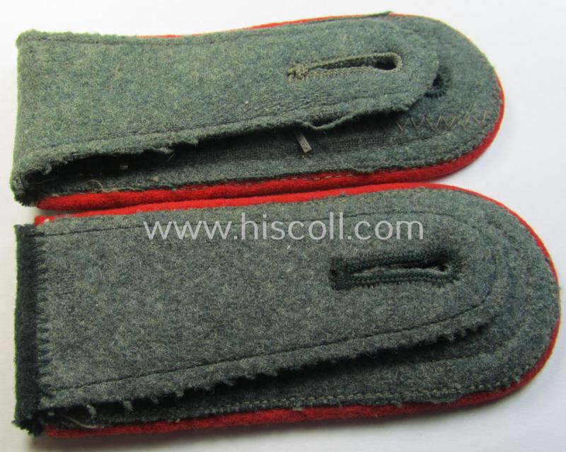 Neat - albeit minimally mis-matched - pair of WH (Heeres) early-war-period- (ie. 'M36'- ie. 'M40'-pattern, 'standard-issued'- and/or rounded-styled) NCO-type shoulderstraps as intended for an: 'Oberwachtmeister eines (Sturm)Art.-Abts. o. Rgts....