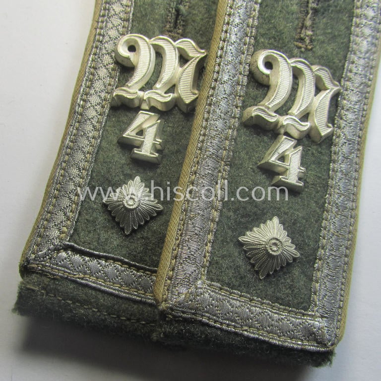 Pair of neatly 'cyphered', so-called: 'M41- (ie. M43-) pattern', WH (Heeres) NCO-type shoulderstraps as was specifically intended for a: 'Feldwebel des Maschinengewehr-Abtgs. 4'