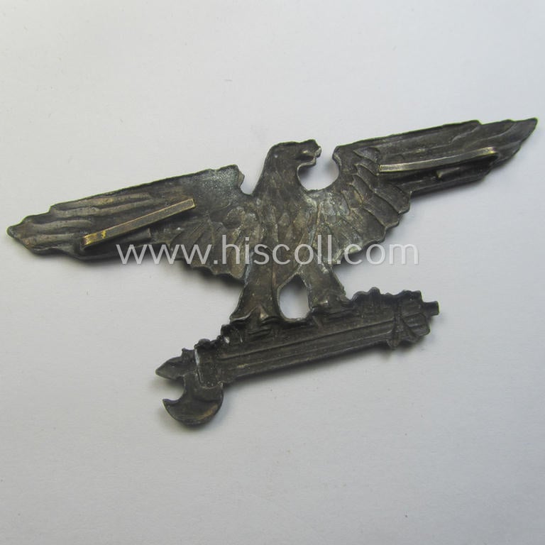 Superb, Italian Waffen-SS 'volunteer' visor-cap eagle as was specifically intended for usage by the soldiers of the: '29. Waffen-Grenadier-Div. der SS' ('Italienische Nr. 1' or: 'Legione SS Italiana')
