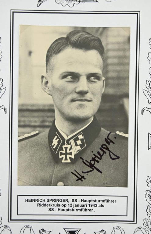 Signature of Waffen-SS KC Recipient 'Heinrich Springer'