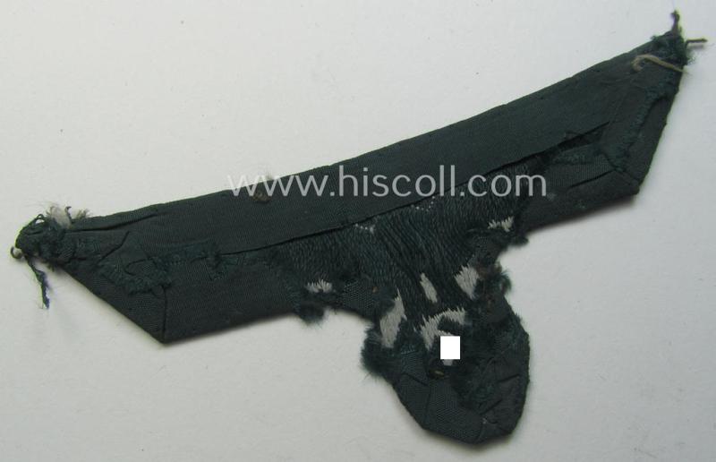 Clearly tunic-removed WH (Heeres) early- (ie. pre)-war-period- and/or greyish-coloured breast-eagle of the so-called: 'M36- (ie. M40-) pattern' (ie. 'Brustadler für Mannschaften u. Uffz.') as was executed in the neat 'BeVo'-weave pattern