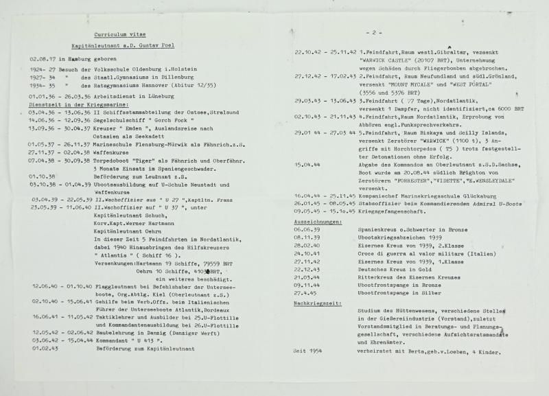 Signature of Kriegsmarine KC-Recipient 'Gustav Poel'