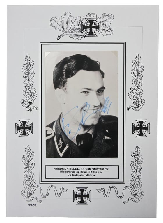 Signature of Waffen-SS KC Recipient 'Friedrich Blond'