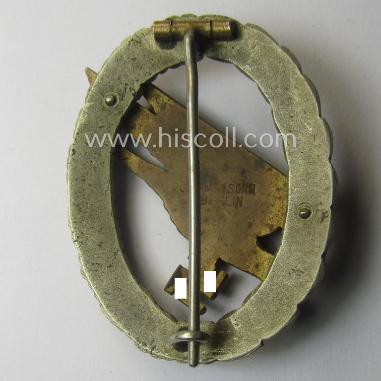 Superb - and just moderately worn!  - WH (Luftwaffe) 'Fallschirmschützen-Abzeichen' being an early-war-period (and typical 'Tombak'- ie. 'Buntmetall'-based!) specimen by: 'Imme & Sohn'