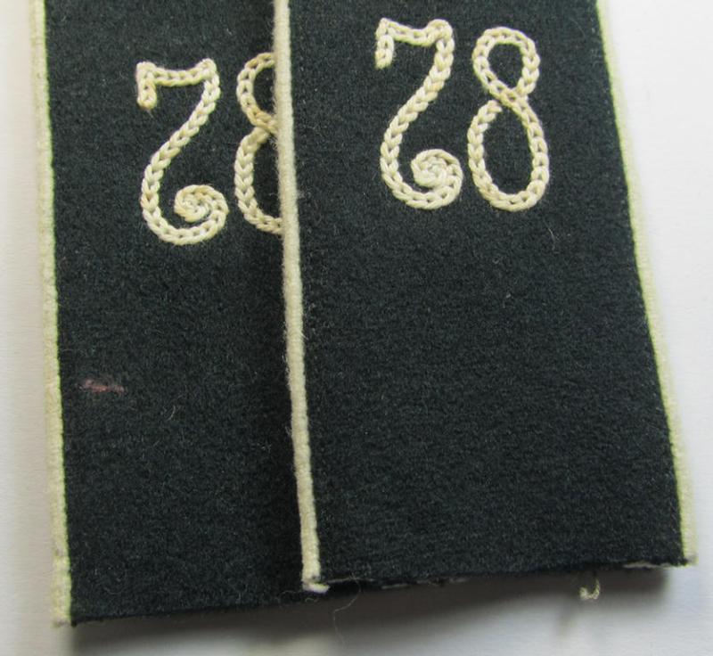Superb - fully matching and actually not that often seen! - WH (Heeres) EM-type (ie. 'M36-/M40'-pattern- and 'rounded styled-') 'cyphered' shoulderstrap-pair as was intended for usage by a: 'Soldat des Infanterie-Regiments 78'
