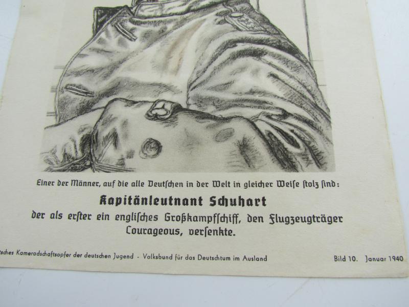 Third Reich Print of Knights Cross Winner Kapitänleutnant Schuhart