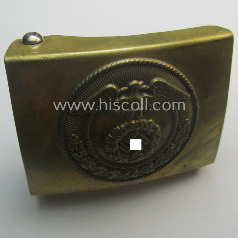 Neat - albeit unmarked and typically regular-sized! - example of a pre-war-period, SA (ie. 'Sturmabteilungen') copper- (ie. 'messing'-) based belt-buckle being a 'variant'-pattern- (ie. 'two-pieced'-) specimen