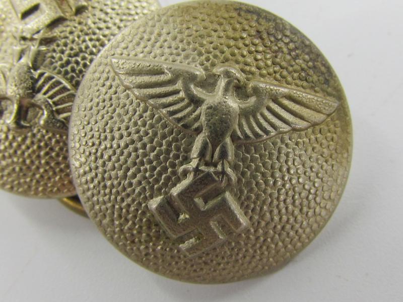 2 x Original German NSDAP (Nazi Party) Political Uniform Buttons