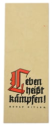 German Bookmark "Leben heisst kämpfen! -Adolf Hitler"