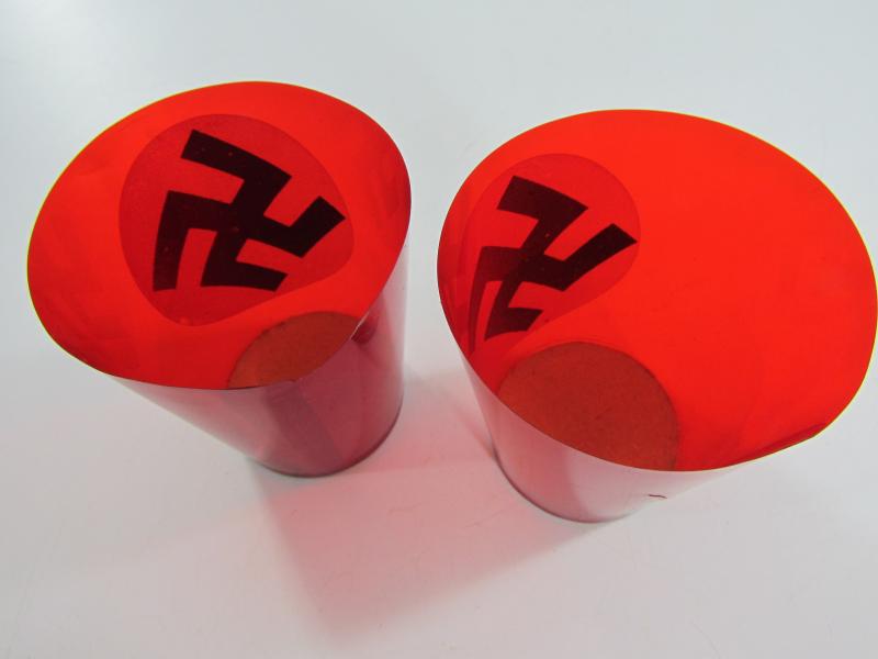2 x NSDAP Political Party Celluloid Candle Holders, Original