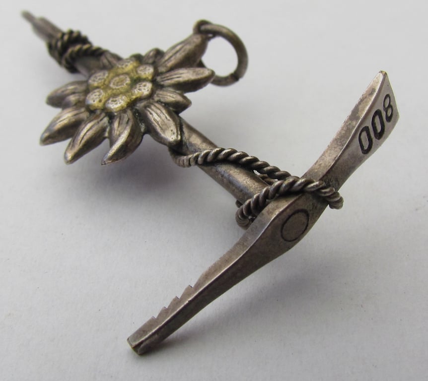 German Alpine Edelweiss Stickpin – Silver 800 – DRGM Registered – c.1930s