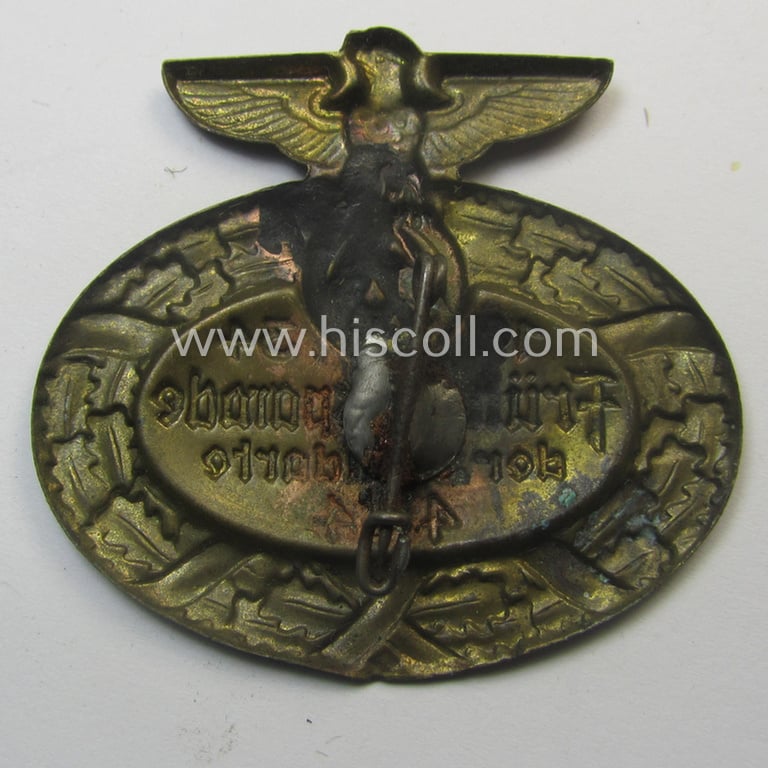 Silverish-golden-toned- (and I deem typical zinc-based) SA-related day-badge (ie. 'tinnie' or: 'Veranstaltungsabzeichen') as was issued to commemorate the: 'Frühjahrsparade der Standarte 444 - 1934'