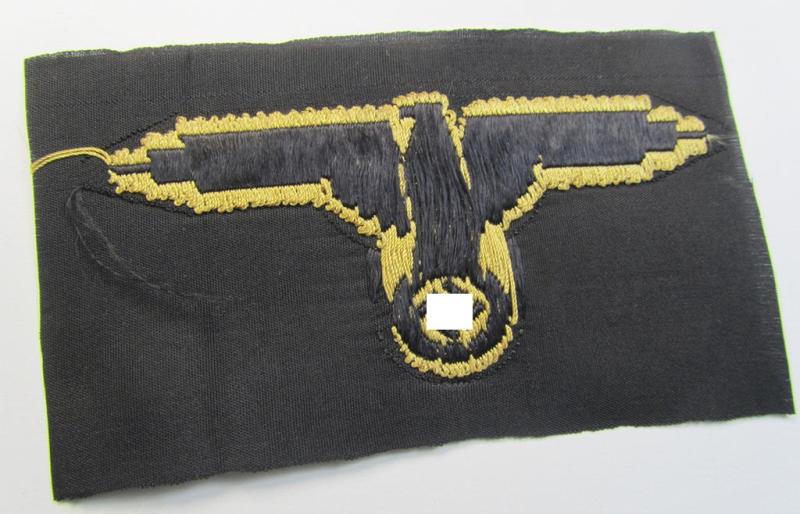Mid- (ie. later-war-) pattern, 'SS' (ie. 'Waffen-SS') so-called: 'BeVo-weave-style', enlisted-mens'- (ie. NCO-pattern) tropical-styled arm-eagle (ie. 'Tropen-Ärmeladler für Mannschaften u. Unteroffiziere der Waffen-SS')