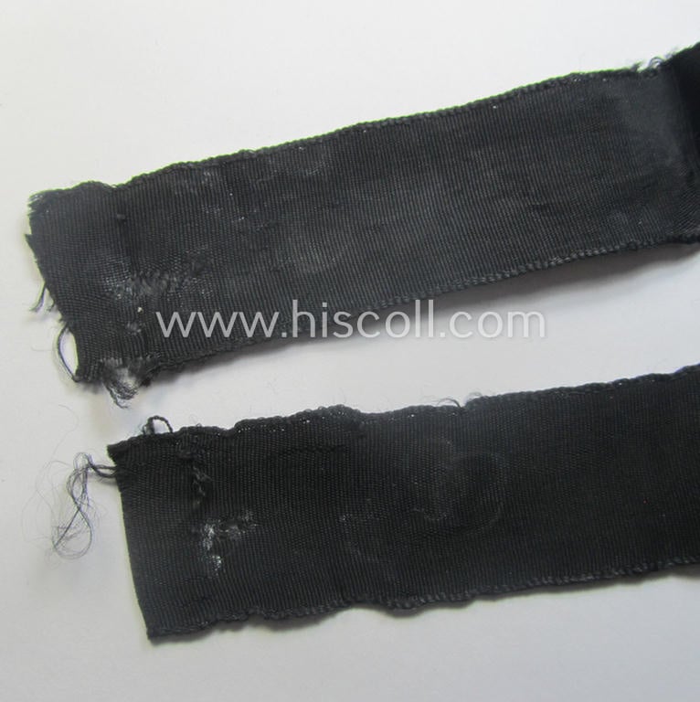 Superb - and with certainty rarely encountered! - example of the HJ- ('Hitlerjugend'-) cuff-title (ie. 'Ärmelstreifen') entitled: 'HJ-Streife' being an example as executed in the typical 'BeVo'-woven pattern