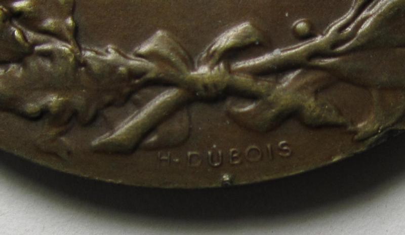 Superb, commemorative, unusually French-produced(!), bronze-based and/or WH-related sports-plaque (ie. 'Erinnerungs- o. nichttragbare Auszeichnungsplakette') showing the text: 'Wehrmacht-Sportwettkämpfe - Paris - 12.13.-9-1942'