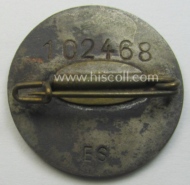 'Reichsluftschützbund (RLB)'-related lapel-pin as was intended to signify: 'Flugmeldedienst' that shows a clearly engraved bearers'- (ie. serial-) number that reads: '102468'