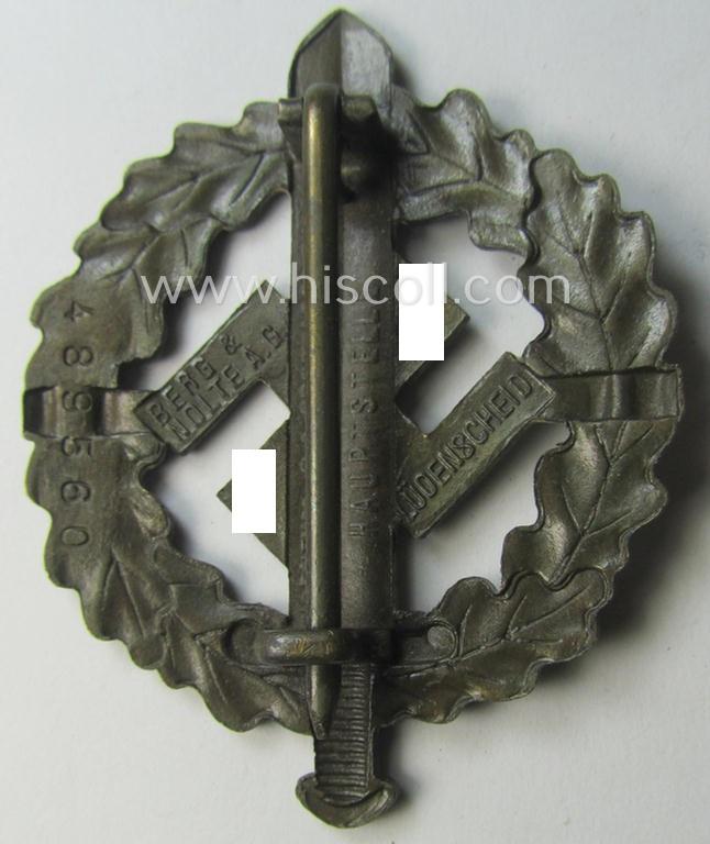 'SA-Sportabzeichen in Bronze' being a maker- (ie. 'Berg u. Nolte'-) marked example that shows the (unique) impressed bearers'-number: '489560'