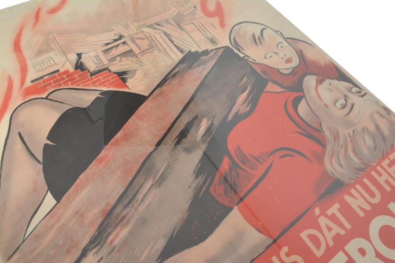 Dutch NSB Poster 'Moeder is dat nu het Tweede Front waar pappie zoo vaakgesproken heeft?'