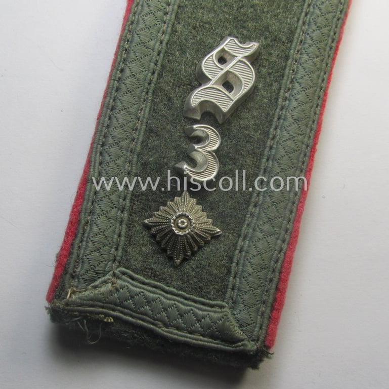 Single, WH (Heeres) mid-war-period- (ie. 'M41/M43'-pattern) 'cyphered', NCO-type shoulderstrap as was intended for usage by a: 'Feldwebel des Panzer-Schützen-Rgts. 3'