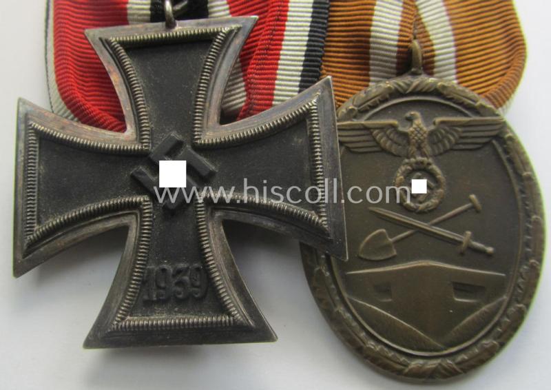 WH (Heeres o. KM etc.) medal-bar (ie.: 'Orden- o. Doppelspange') that came together with its accompanying 'Feld- o. Bandspange' as issued