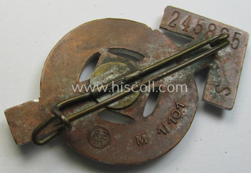 Cupal-based HJ/BDM- (ie. 'Hitlerjugend'/'Bund Deutscher Mädel'): 'Leistungsabzeichen in Silber' being a neatly maker- (ie. 'RzM M1/101'-) marked example that is bearing the unique bearers'-number: '245825'