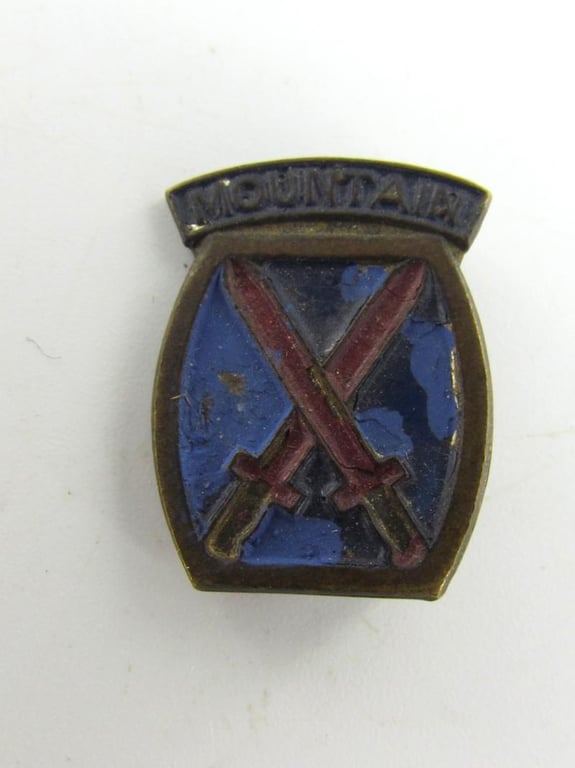 US WWII 10th Mountain Division Patch With Tab & Cap Pin