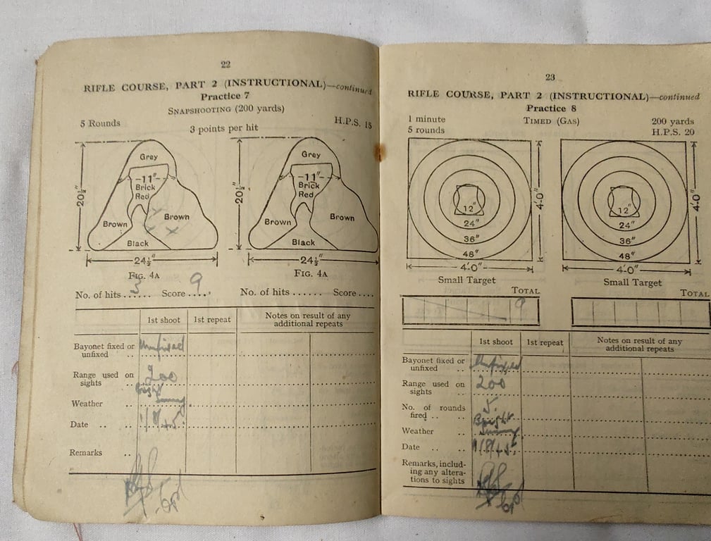 WW2 British Army skill at arms record book