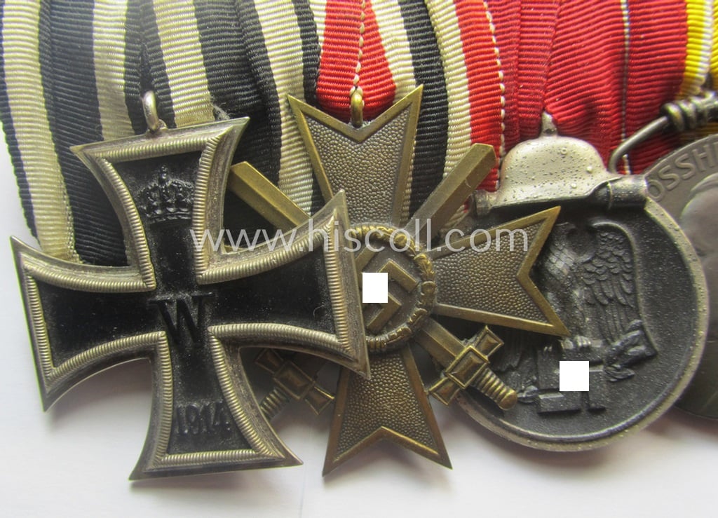 Interesting, 8-pieced 'WWI'- (ie. TR-) related grouping comprising of a 5-pieced medal-bar (ie. 'Ordenspange'), 2 ribbon-bars, a black-class wound-badge and 4 award-documents as awarded to Gustav Adolf Rittler