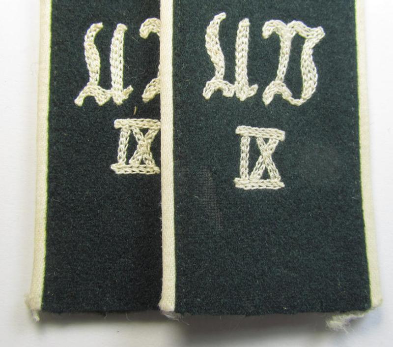 Superb - and fully matching! - pair of WH (Heeres), early-war-period (ie. 'M36'- ie.: 'M40'-model- ie. rounded-style-) 'cyphered', EM-type shoulderstraps as was intended for a: 'Soldat u. Mitglied des Unteroffiziersvorschule IX'