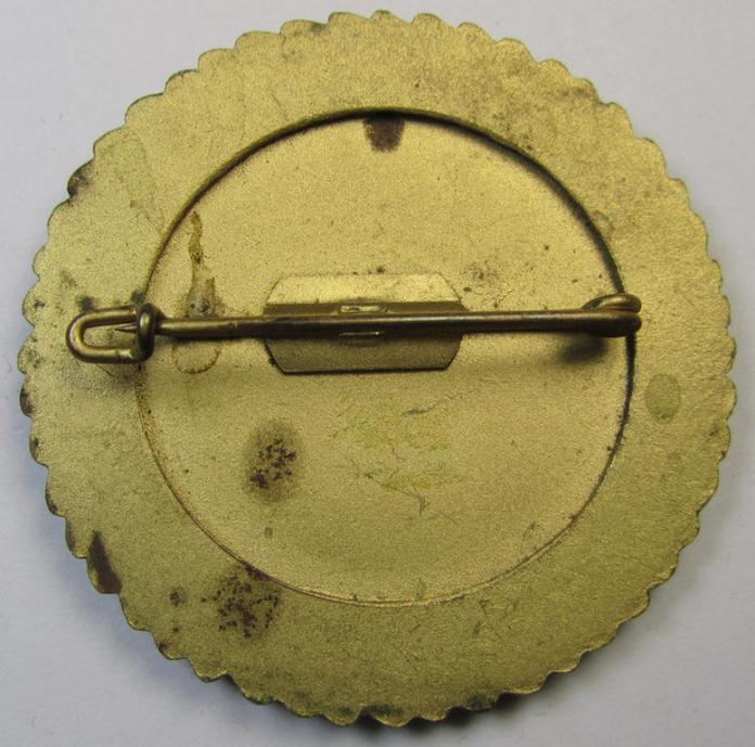 Multi-coloured enamelled - and very detailed! - so-called: 'Gaumeisterabzeichen 1942 in Gold mit Eichenlaubkranz des Standschützenverbandes Tirol-Vorarlberg' (as was awarded for the 'K.K.-Gewehr'(ie. 'Klein Kaliber-Gewehr')