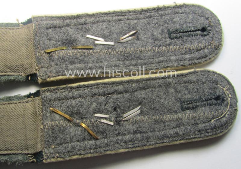 Pair of WH (Heeres), early-war-period- (ie. 'M40'-pattern, 'rounded styled') neatly 'cyphered' NCO-type shoulderstraps as was intended for - and worn by! - a: 'Feldwebel des Infanterie-Ersatz-Bataillons 3'