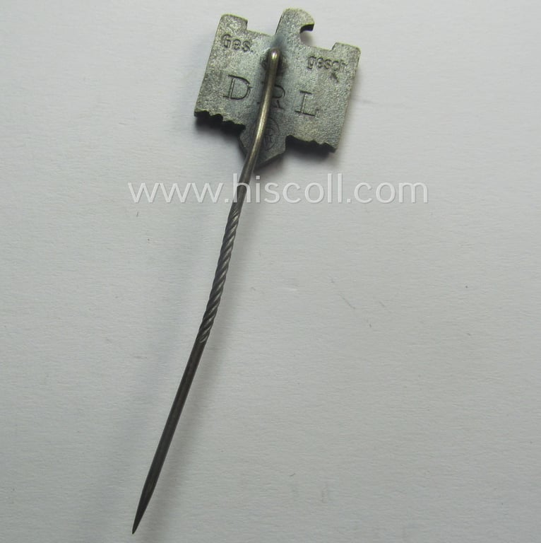 Silver-toned lapel-pin (ie. 'Mitgliedsabzeichen des DRL bzw. NSRL') as was intended for usage by a member of the TR-period sports'-association: 'NS Reichsbund für Leibesübungen (NSRL)'