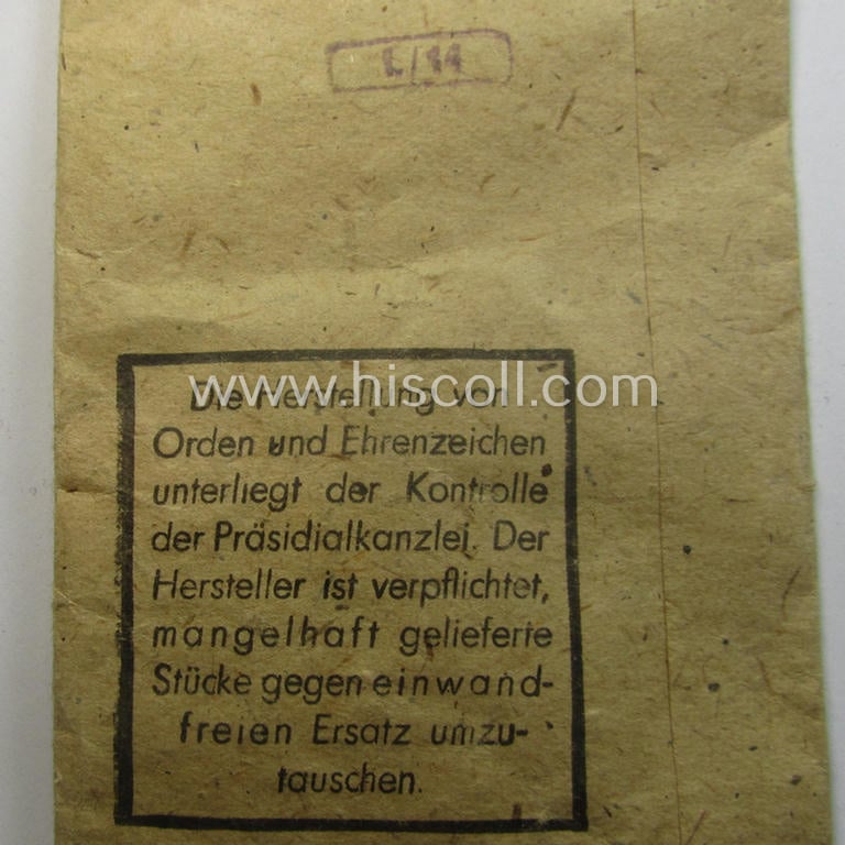 WH (Heeres, LW ie. Waffen-SS-) so-called: 'Kraftfahrbewährungs-Abzeichen in Bronze' being a 'virtually mint' example as was produced by the maker: 'Friedrich Orth - Wien IV/56' (ie. 'L/14') and that came stored in its 'Zellstoff'-based pouch
