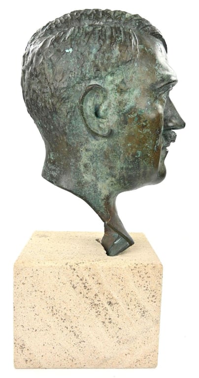 German Third Reich Period Adolf Hitler Bronze Buste