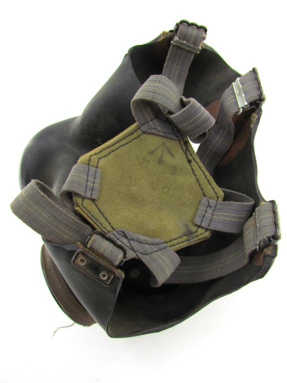 British WWII second model Gasmask Bag + Mask + contents 1943