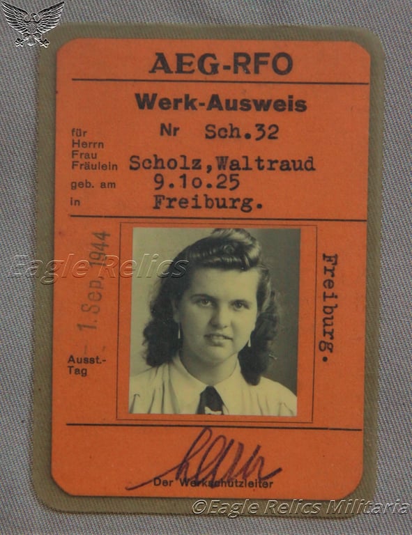 AEG-RFO Factory Access Pass to German Woman from Freibu