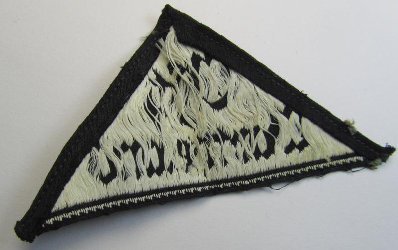 Stunning - and extremely rarely encountered! - HJ ('Hitlerjugend') ie. BDM (or: 'Bund Deutscher Mädel') district-triangle (ie. 'Gebietsdreieck') entitled: 'Ost Wartheland'