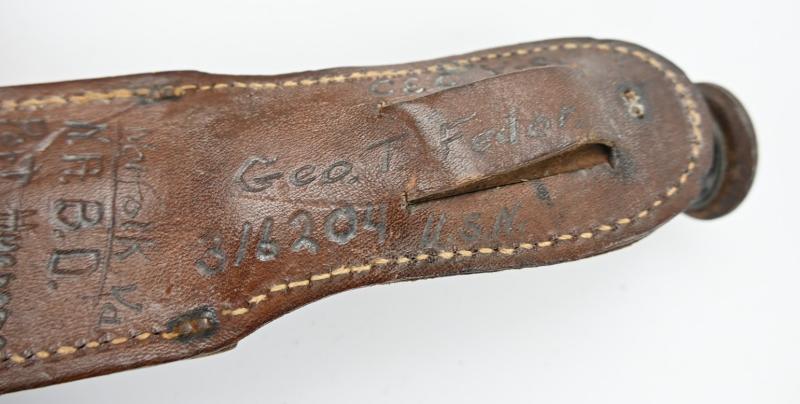US Navy WW2 Fighting Knife 'USS Naos AK-105' Geo T. Fedor'