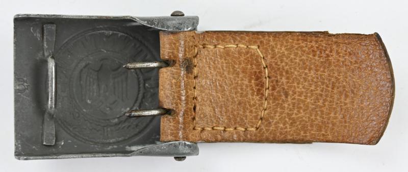 German WH Beltbuckle with Leather Tab 'GB'