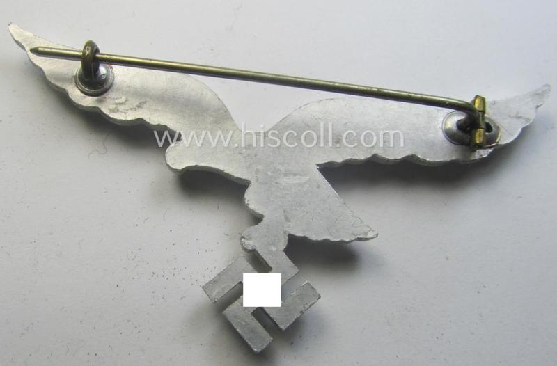 WH (Luftwaffe) aluminium-based breast-eagle as was specifically intended for usage on the white summer-tunics (ie. 'Brustadler für Sommerrock') being a detailed- albeit non-maker-marked specimen