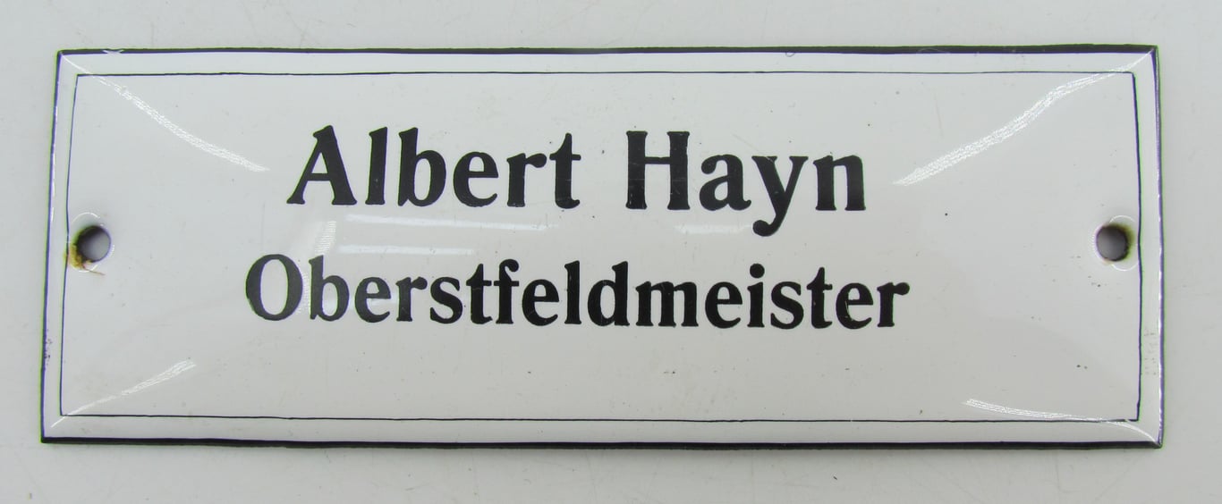 RAD (Reichsarbeitsdienst) Oberstfeldmeister Albert Hayn – Personal Name Plates