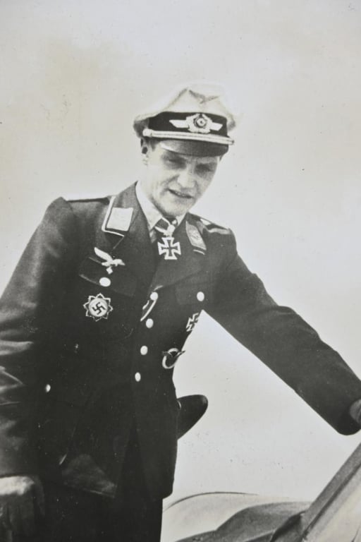 German LW Postcard 'Knight's Cross Recipient Marseille'