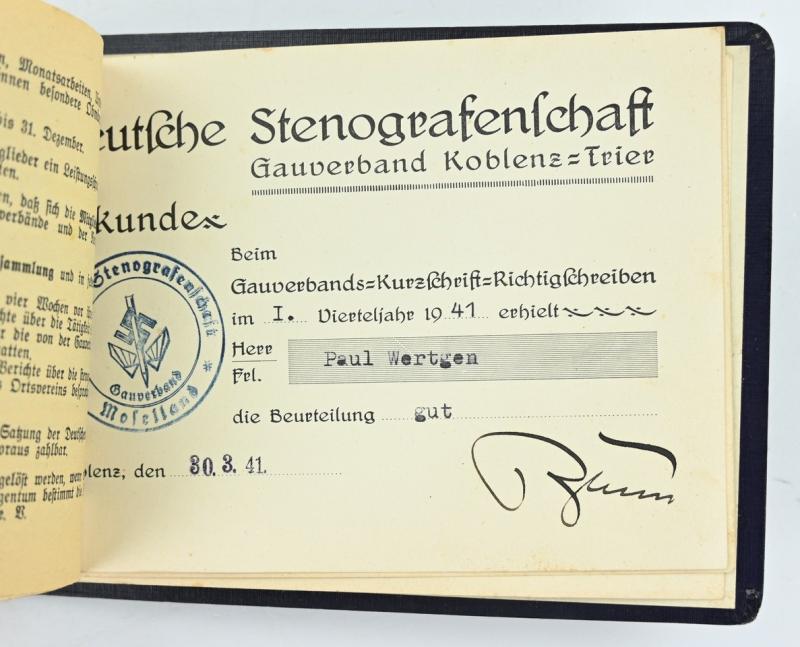 German Third Reich NS Stenografenschaft Membercard
