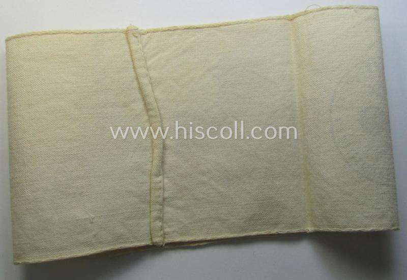 WH (Heeres) related, linnen-based- and/or neatly 'machine-embroidered', beige-white-coloured DRK- (ie. 'Deutsches Rotes Kreuz'-) armband (ie. 'Armbinde') as was intended for the staff-members serving as medical orderly