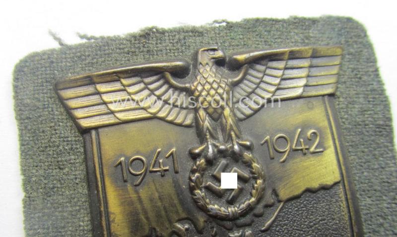 WH (Heeres ie. Waffen-SS) 'Krim'-campaign-shield (as was produced by the desirable maker: 'JFS' ie. 'Joseph Feix & Söhne') and that comes in a presumably issued- (albeit still 'virtually mint'!), condition