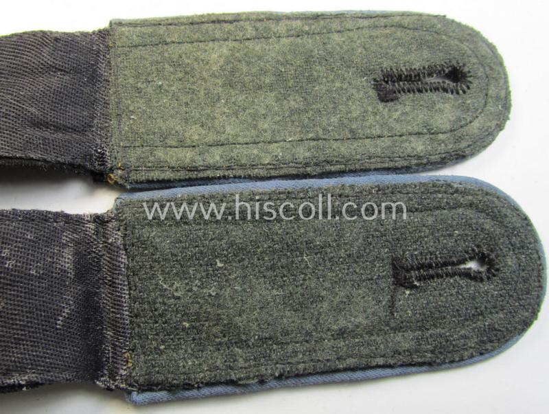 Attractive - and fully matching! - pair of Waffen-SS NCO-type- (ie. 'tropical-styled') shoulderstraps as was intended for usage by an: 'Unterscharführer' who served within the: 'Waffen-SS Nachshub-Truppen' (or: transport-troops)