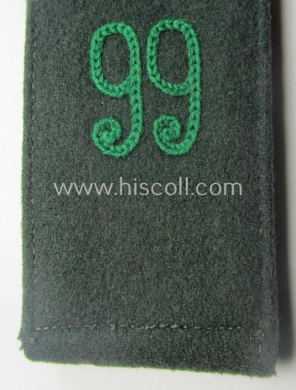 Single, WH (Heeres) EM-type (ie. 'M36-/M40'-pattern- and 'pointed styled-') 'cyphered' shoulderstrap as was intended for usage by a: 'Soldat des Gebirgsjäger-Rgts. 99'