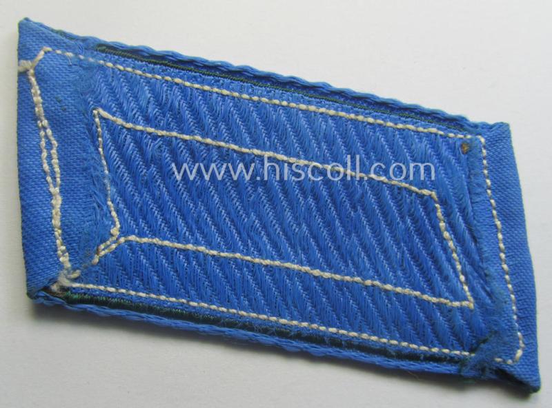Regrettably single, (partly!) 'BeVo'-woven, NCO-pattern 'Ostvölker'-collar-tab as intended for a: 'Turkistanian'-volunteer within the 'Deutsche Wehrmacht' (ie. 'Zugführer' within the: 'Turkistanianisches Legion')